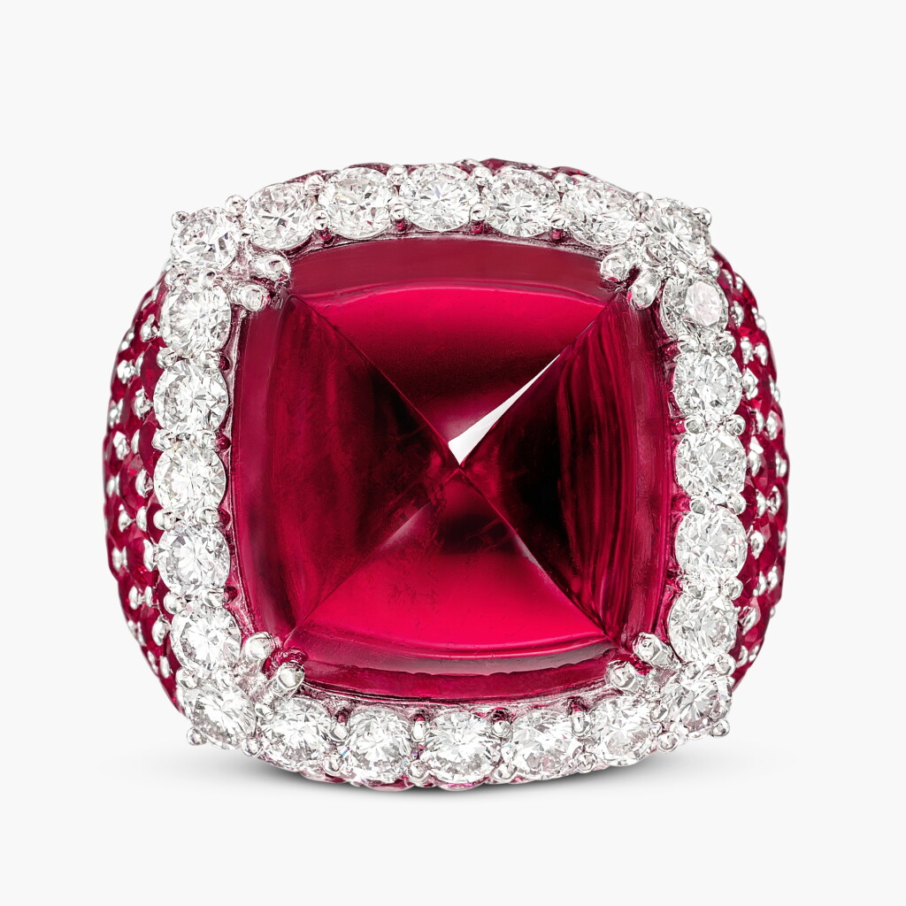 View full screen - View 1 of Lot 1608. Rubellite, Ruby and Diamond Ring | 紅色碧璽 配 紅寶石 及 鑽石 戒指 .