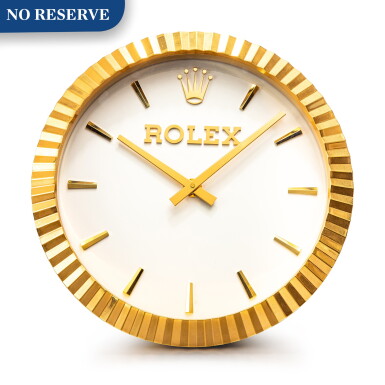 View full screen - View 1 of Lot 8027. Rolex | Manufactured by Inducta, A gilt brass wall clock, Circa 2010 | 勞力士,由 INDUCTA 製作 | 鍍金銅製掛鐘,約2010年製.