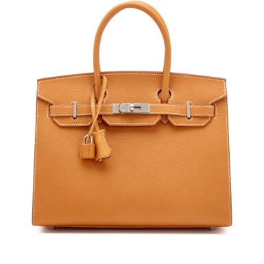 View full screen - View 1 of Lot 90. Natural Sable Vache Naturelle Grainée Birkin 30 Sellier Palladium Hardware, 2023.