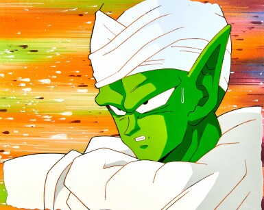View full screen - View 1 of Lot 39. Piccolo Animation Cel with Douga and Hand-painted Original Background | 比克賽璐璐,附線稿及手繪原裝背景.