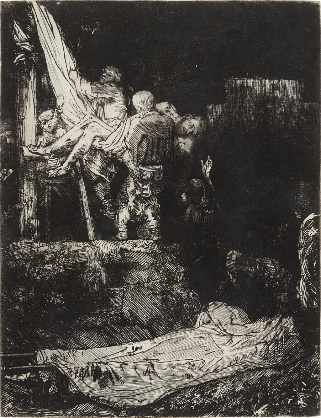 View full screen - View 1 of Lot 31. The Descent from the Cross by Torchlight (B., Holl. 83; New Holl. 286; H. 280).