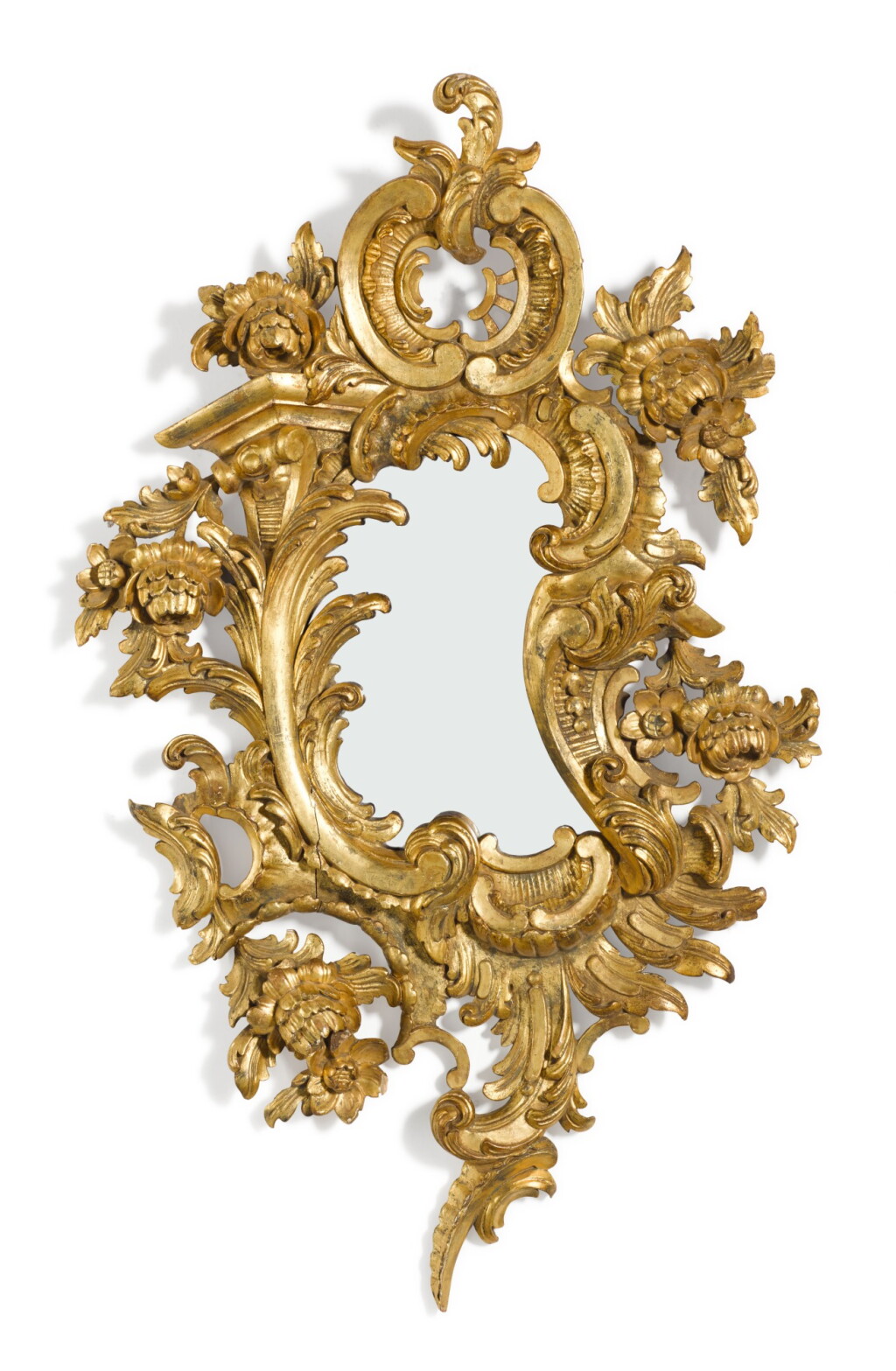 View full screen - View 1 of Lot 133. A Continental rococo style carved giltwood mirror, possibly Italian, 19th century.