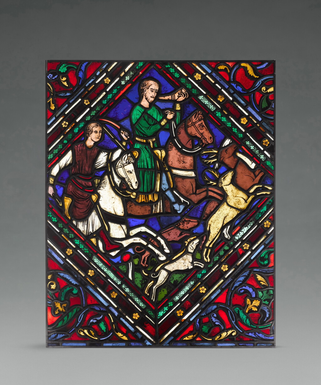 View full screen - View 1 of Lot 14. Workshop of Franz Xaver Zettler (1841-1916) | German, Munich, late 19th century | In Gothic style | Panel with the Hunt of Saint Eustace.