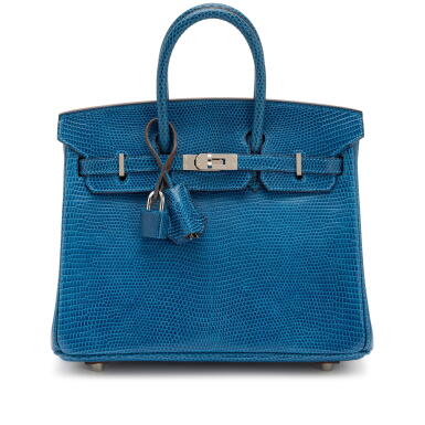 View full screen - View 1 of Lot 67. Bleu Mykonos Shiny Niloticus Lizard HSS Birkin 25 Palladium Hardware, 2013.