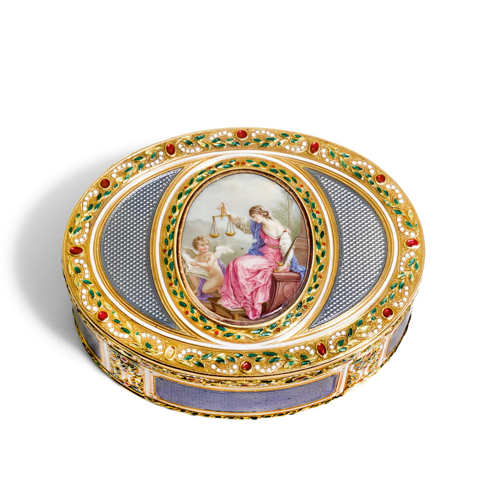 View full screen - View 1 of Lot 74. A gold and enamel snuff box, Joseph-Etienne Blerzy, Paris, 1776.