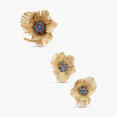 View full screen - View 1 of Lot 933. Gold and Sapphire Demi-Parure.