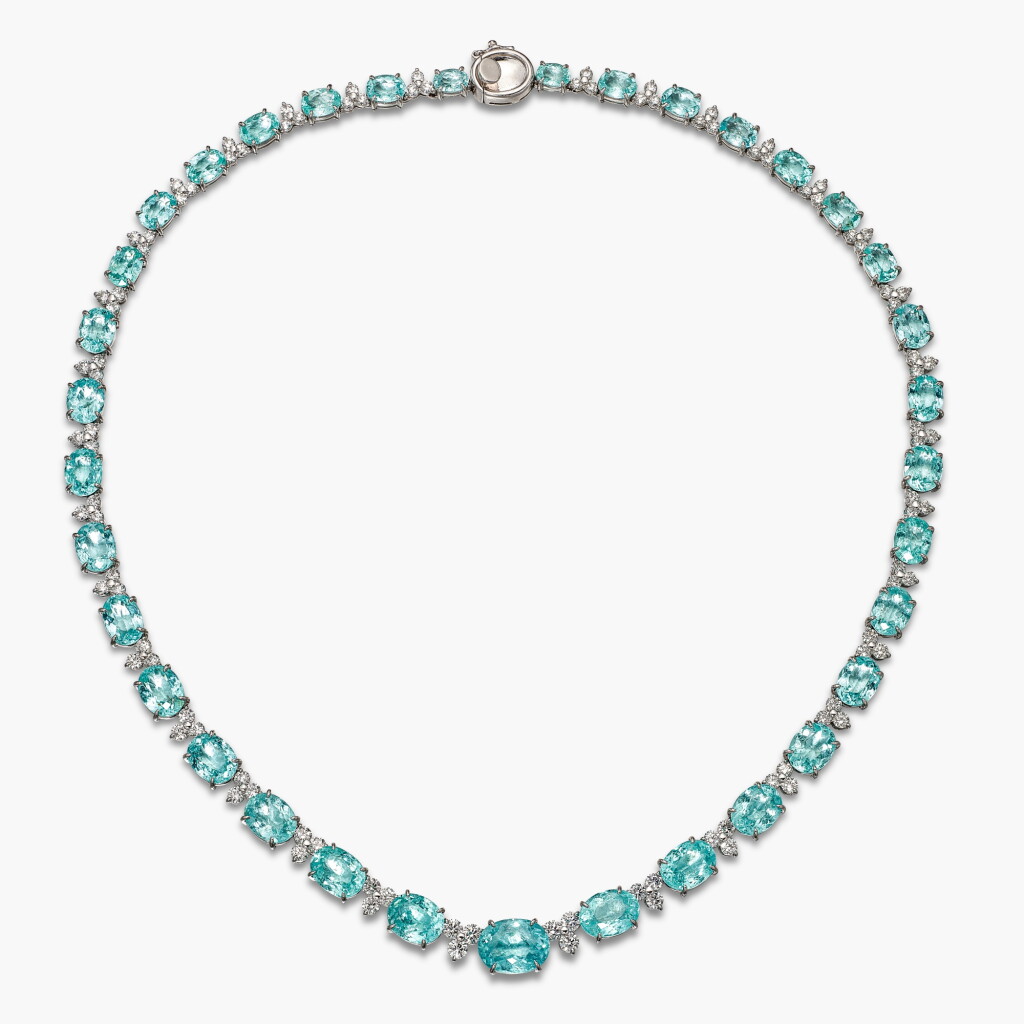 View full screen - View 1 of Lot 1765. Paraíba-Type Tourmaline and Diamond Necklace |「莫桑比克」 帕拉伊巴碧璽 配 鑽石 項鏈 ( 帕拉伊巴碧璽共重約41.93克拉).