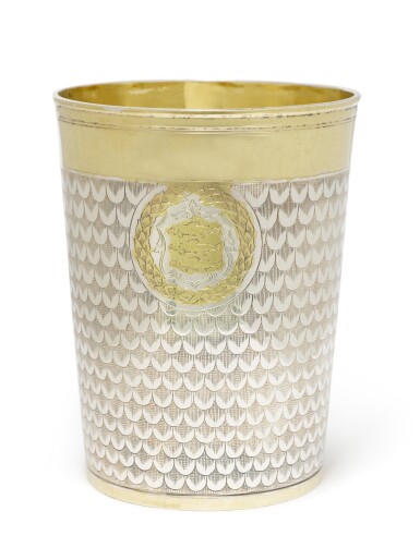 View full screen - View 1 of Lot 11. A Hungarian Parcel-Gilt Silver Beaker, Maker's Mark T.S. in Monogram in Oval, Circa 1700.