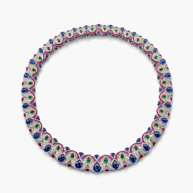 View full screen - View 1 of Lot 1710. Coloured Stone and Diamond Necklace | 夢寶星 | 彩色寶石 配 鑽石 項鏈.
