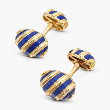 View full screen - View 1 of Lot 670. Pair of Enamel Cufflinks.