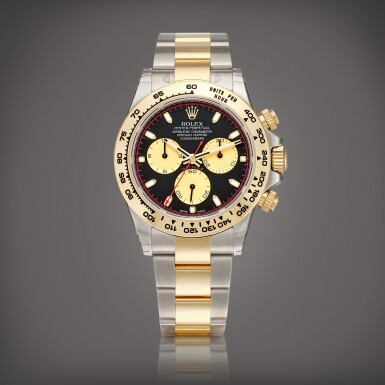 View full screen - View 1 of Lot 2293. Cosmograph Daytona, Reference 116503 A yellow gold and stainless steel chronograph wristwatch with bracelet, Circa 2010 | 勞力士 | Cosmograph Daytona型號116503 | 黃金及精鋼計時鏈帶腕錶,約2010年製.