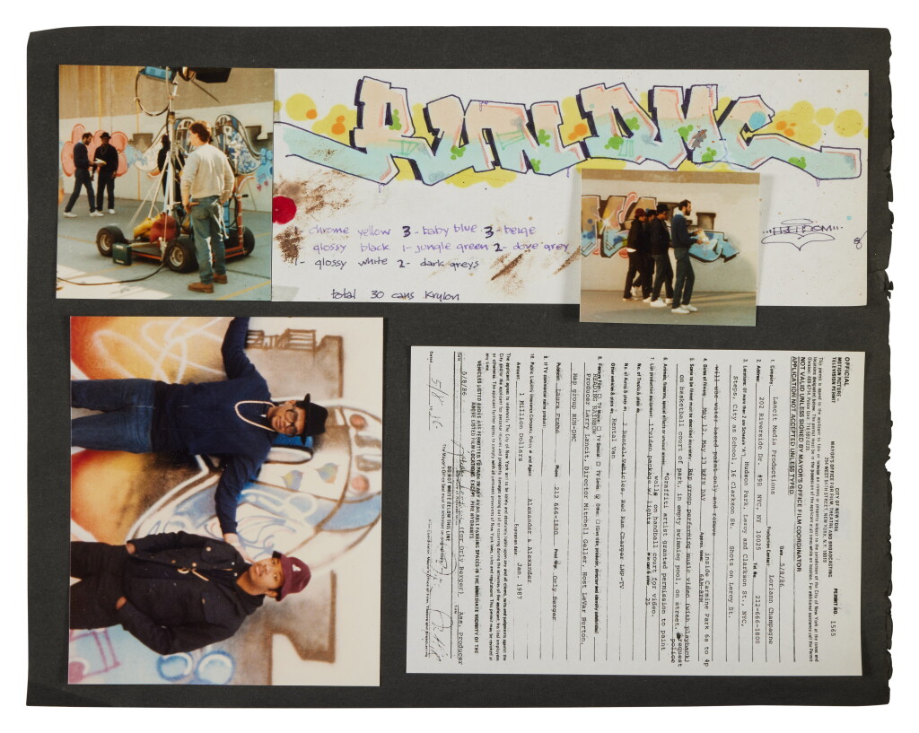 View full screen - View 1 of Lot 36. Original Black Book study for mural by graffiti artist Freedom for Run-DMC's appearance on Reading Rainbow, 1986.
