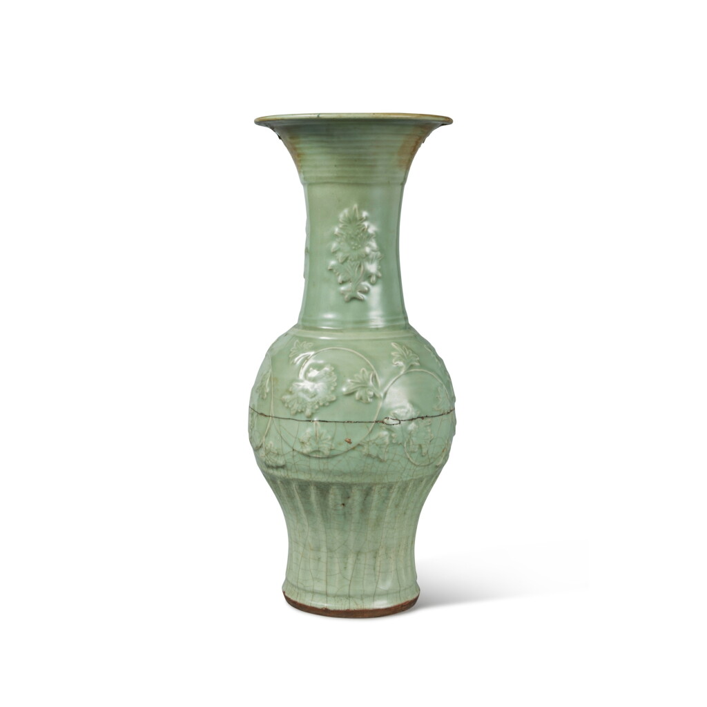 View full screen - View 1 of Lot 237. A 'Longquan' celadon-glazed 'peony' vase, Yuan dynasty.