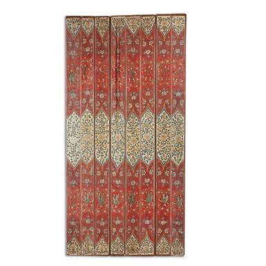 View full screen - View 1 of Lot 141. A polychrome painted wood ceiling, India, Rajasthan, late 19th century.