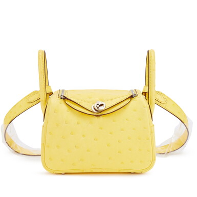 View full screen - View 1 of Lot 600. Jaune Citron Ostrich Mini Lindy 20 Palladium Hardware, 2022.