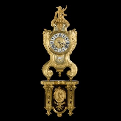 View full screen - View 1 of Lot 51. A Régence-style gilt-bronze and turtleshell boulle bracket clock in the manner of André-Charles Boulle, circa 1890.