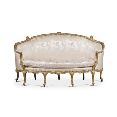 View full screen - View 1 of Lot 682. Louis XV Carved Giltwood Canapé en Corbeille, mid-18th Century.