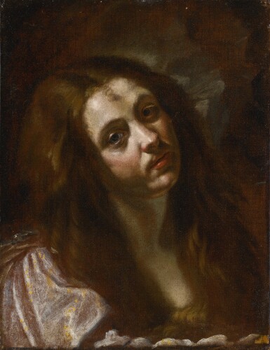 View full screen - View 1 of Lot 246. A study of a woman, head and shoulders, possibly Saint Mary Magdalene.