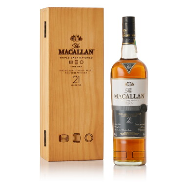 View full screen - View 1 of Lot 9296. The Macallan 21 Year Old Fine Oak Triple Cask 43.0 abv NV (1 BT70).