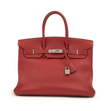 View full screen - View 1 of Lot 62. Rouge Vif Togo Birkin 35 Palladium Hardware, 2005.
