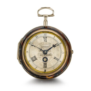 View full screen - View 1 of Lot 61. A Silver Pair Cased Eight-Day Verge Watch With Six Hour Dial And Tortoiseshell Outer Case, Circa 1700.