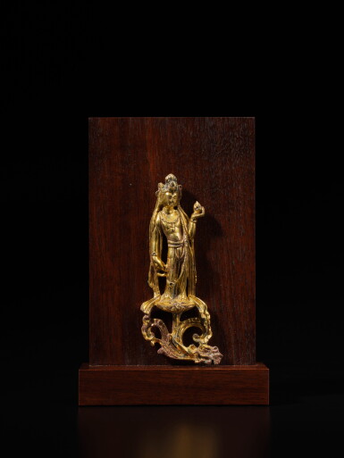 View full screen - View 1 of Lot 327. A gilt-bronze figure of a bodhisattva, Tang dynasty.