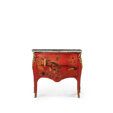 View full screen - View 1 of Lot 43. A Louis XV varnished-bronze mounted Parisian lacquer commode, circa 1750, probably stamped by Pierre Roussel.