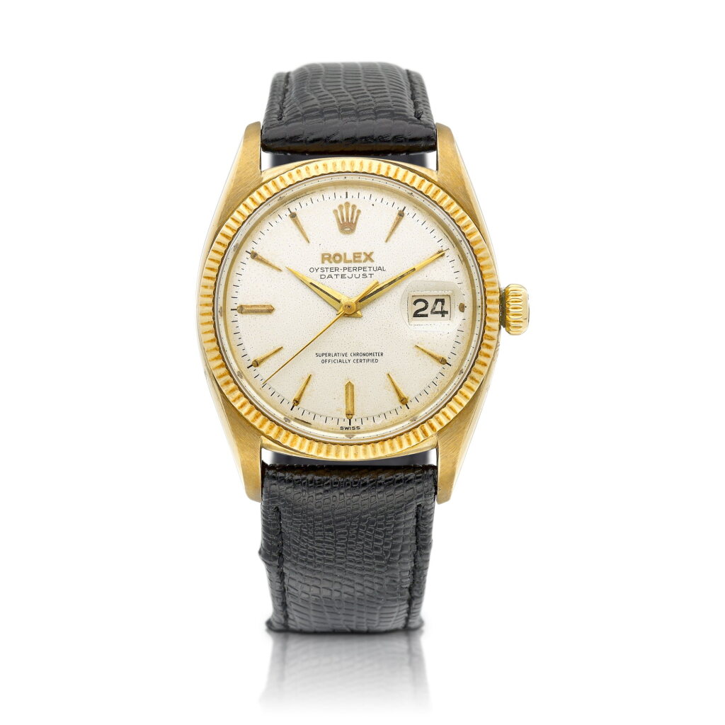 View full screen - View 1 of Lot 8892. DateJust, Reference 6605 | A yellow gold wristwatch with date, Circa 1956 | 勞力士 | DateJust 型號6605 | 黃金腕錶,備日期顯示,約1956年製.