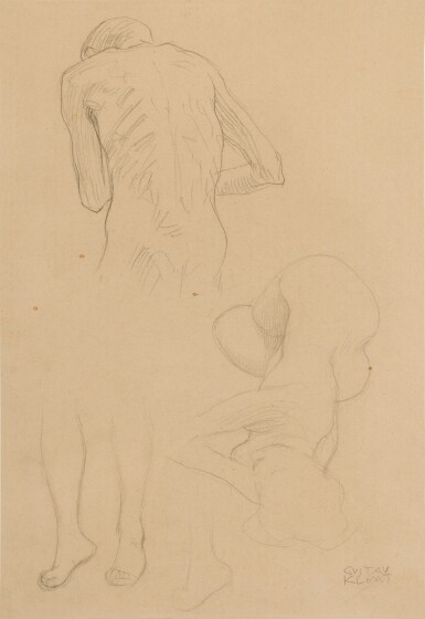 View full screen - View 1 of Lot 24. GUSTAV KLIMT | RECLINING WOMAN, STANDING MAN AND STUDY OF FEET.