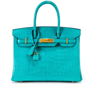 View full screen - View 1 of Lot 459. Bleu Paon Matte Alligator Mississippiensis Birkin 30 Gold Hardware, 2020.