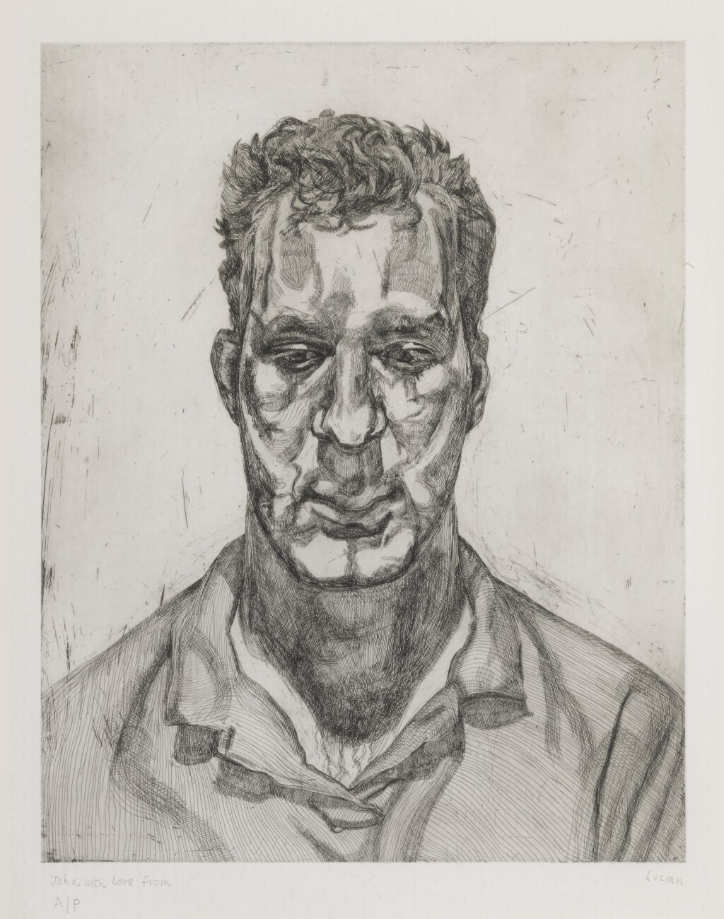 View full screen - View 1 of Lot 64. LUCIAN FREUD | KAI (HARTLEY 45; FIGURA 64).