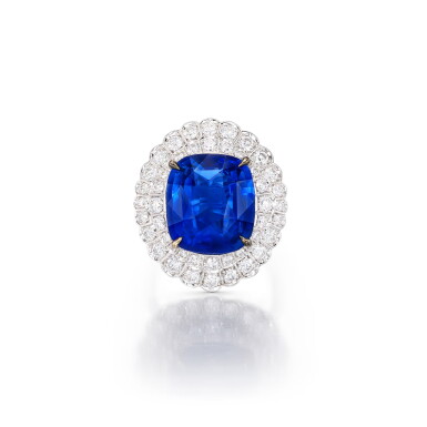 View full screen - View 1 of Lot 208. Sapphire and Diamond Ring | 11.73克拉 天然「斯里蘭卡」未經加熱藍寶石 配 鑽石 戒指.