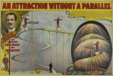 View full screen - View 1 of Lot 491. Philion, Achille | A headlong rush down a tower enveloped in flame.