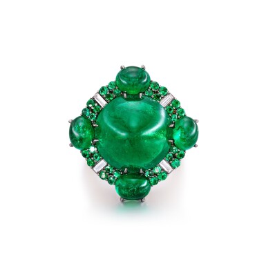 View full screen - View 1 of Lot 1808. Emerald and Diamond Ring |「哥倫比亞」祖母綠 配 鑽石 戒指.