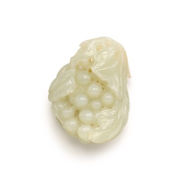 View full screen - View 1 of Lot 249. A CELADON JADE 'GRAPEVINE' GROUP, QING DYNASTY, 19TH CENTURY | 清十九世紀 青玉多子多福把件.