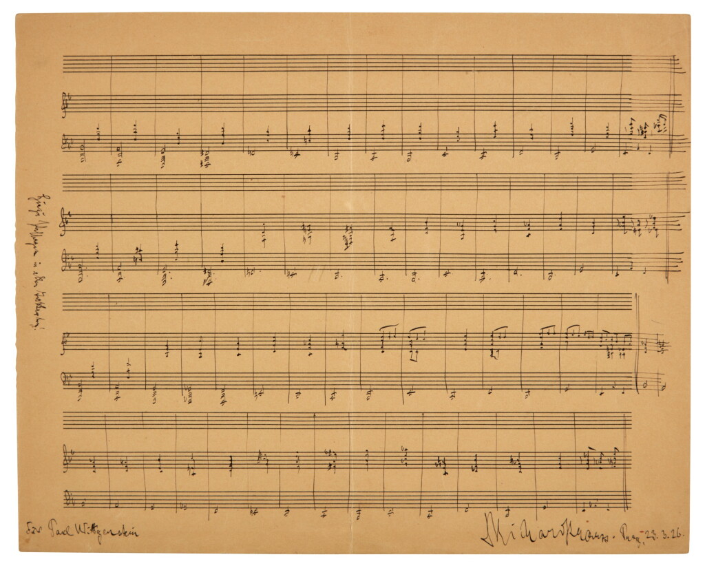View full screen - View 1 of Lot 151. Richard Strauss. Autograph sketchleaf for the "Panathenäenzug" for piano (left hand) and orchestra, op.74, 1926.