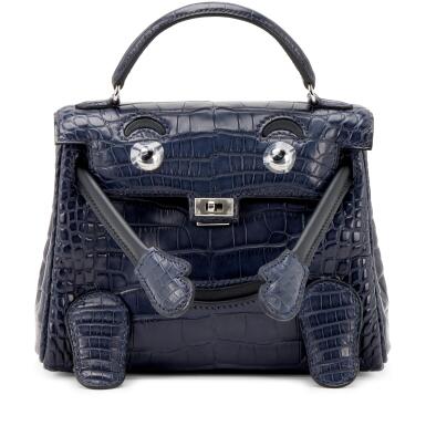 View full screen - View 1 of Lot 1. Bleu Nuit Matte Alligator and Black Swift Quelle Idole Kelly Doll Palladium Hardware, 2021.