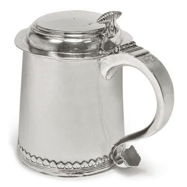 View full screen - View 1 of Lot 401. An American Silver Small Tankard, Johannis Nys, Philadelphia, dated 1716.