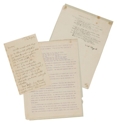View full screen - View 1 of Lot 130. Fitzgerald, F. Scott | An archive including an early typescript of The Romantic Egotist.