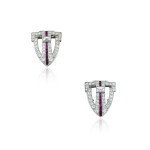 Paire de clips rubis et diamants