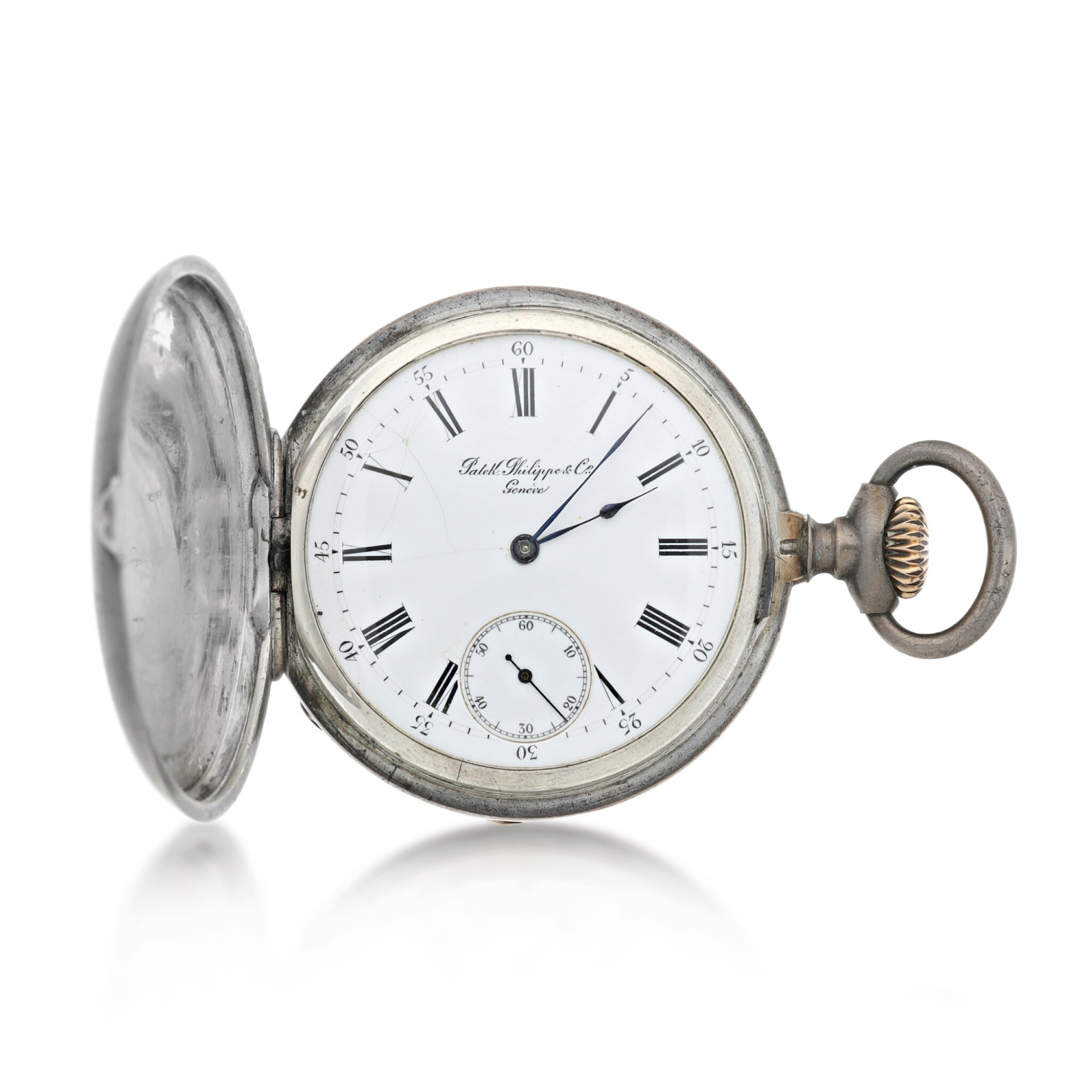 PATEK PHILIPPE, SILVER LOUIS XV STYLE POCKET WATCH 'LOVE OFFERING AN  APPLE