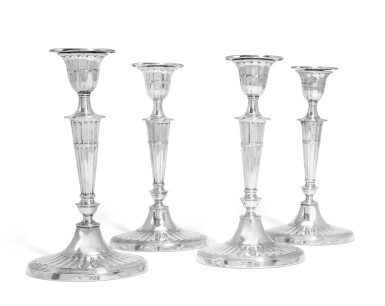 View full screen - View 1 of Lot 128. A set of four silver candlesticks, William Hutton & Sons, London, 1892.