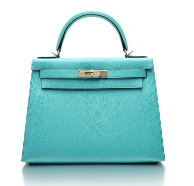 View full screen - View 1 of Lot 1. Bleu Atoll Sellier Kelly 28cm in Epsom Leather with Palladium Hardware, 2017 | 愛馬仕 | 3P潟湖藍Epsom牛皮28公分外縫凱莉包附鍍鈀金屬件,2017.