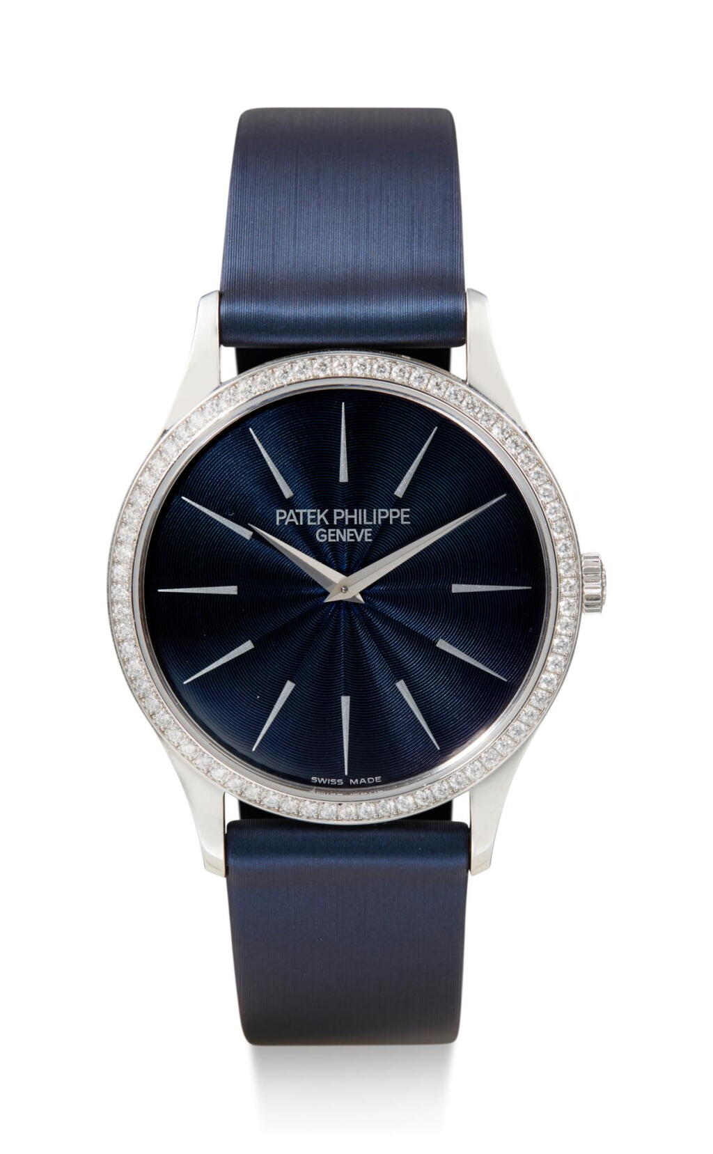 View full screen - View 1 of Lot 8033. PATEK PHILIPPE | CALATRAVA, REFERENCE 4896G, A WHITE GOLD AND DIAMOND-SET WRISTWATCH, CIRCA 2012.