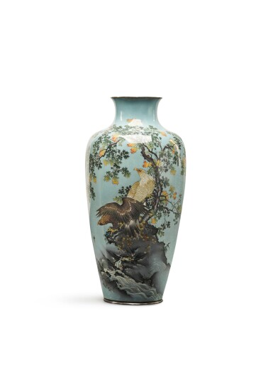 View full screen - View 1 of Lot 109. A large hexagonal cloisonne enamel vase | Signed Ota | Meiji period, late 19th century.