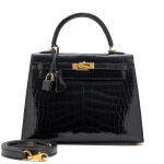 Black Shiny Alligator Kelly 25 Gold Hardware, 2012