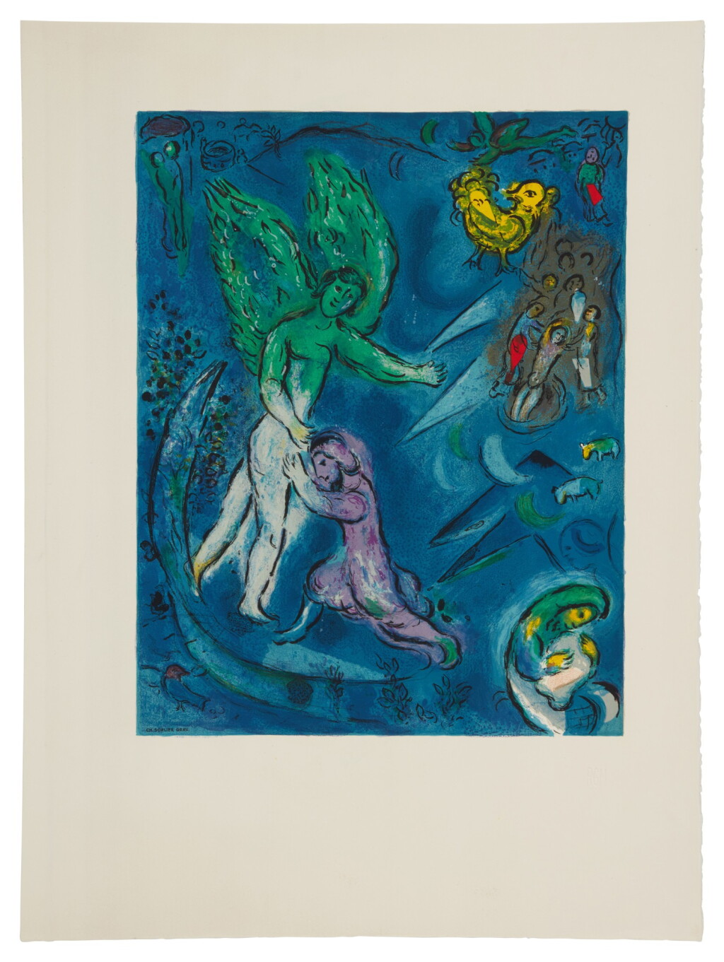 View full screen - View 1 of Lot 82. The Fight Between Jacob and the Angel (Mourlot CS 40).
