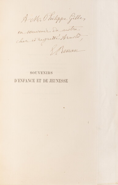 Voir en plein écran - Voir 1 du lot 64. Ensemble cinq ouvrages : Philippe Burty (exemplaire justifié par l'auteur), Rachilde, Ernest Renan (avec envoi) et Jules Renard..