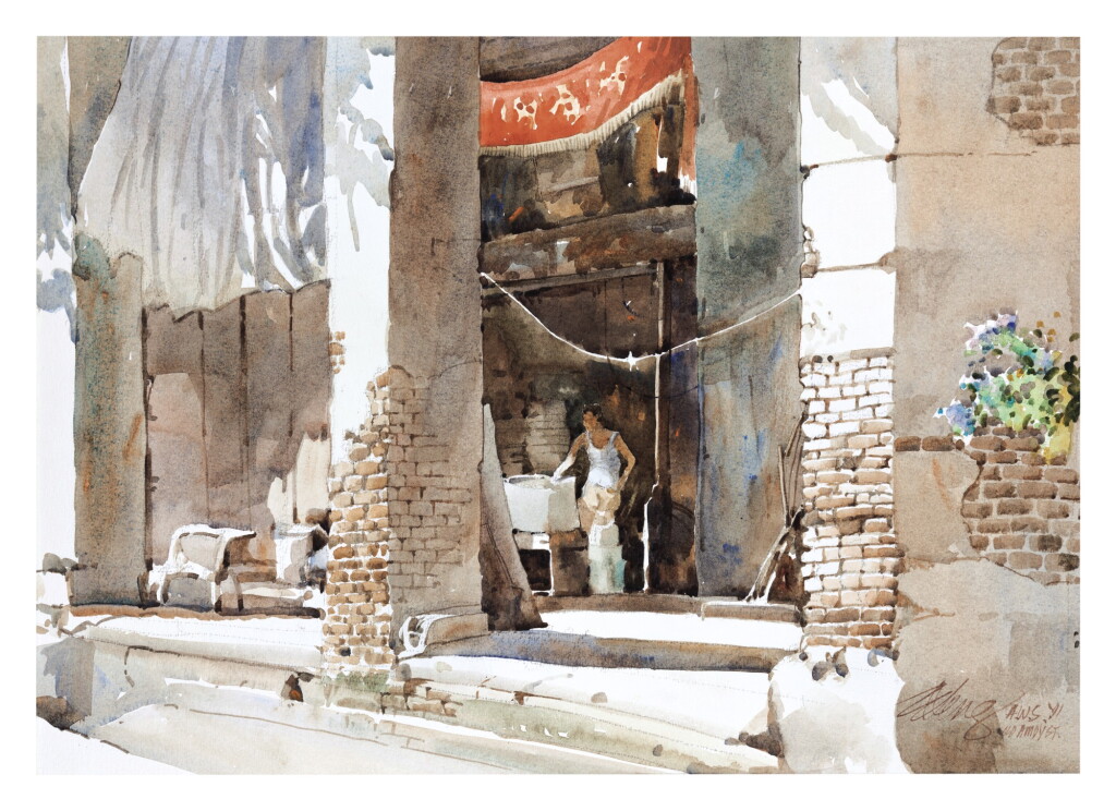 View full screen - View 1 of Lot 75. ONG KIM SENG | MAN ON PORCH.