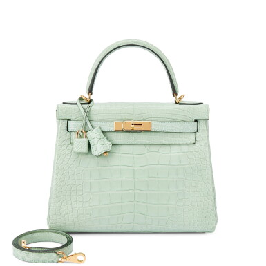 View full screen - View 1 of Lot 538. Vert d'eau Matte Mississippiensis Alligator Kelly 28 Retourné Gold Hardware, 2023.